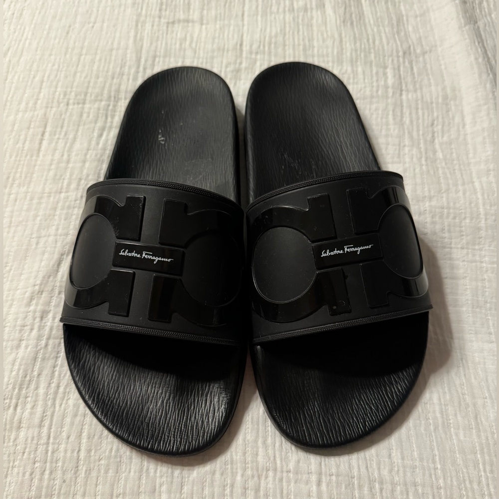 Salvatore Ferragamo Black Slide Sandals